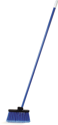 Carlisle BROOM LOBBY DUO-SWEEP® WIDE LIGHT INDUSTRIAL FLAGGED W/ BLUE METAL THREADED HANDLE BLUE 11