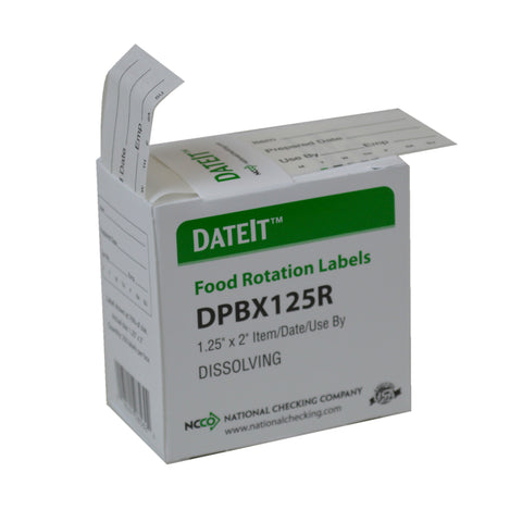 National Checking LABEL ITEM/DATE/USE BY DISSOLVING .25X2