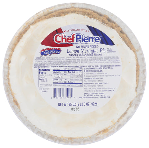 Chef Pierre No Sugar Added Lemon Meringue Pie, 2.187 Pound -- 4 per case.
