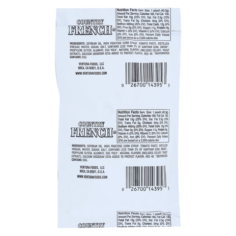 Classic Gourmet Select DRESSING FRENCH COUNTRY SINGLE SERVE PACKET