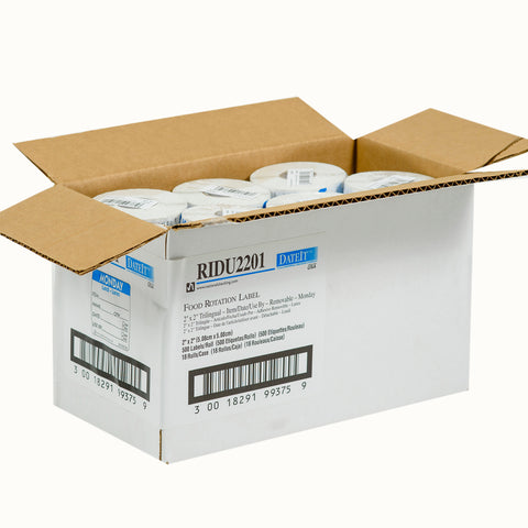 Label Trilingual Item/date/use By Removable Blue Monday 2x2