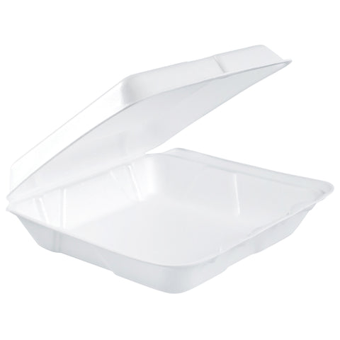 Dart Extruded Polystyrene White Small Insulated Foam Hinged Lid Container, 8 x 8 x 2 1/4 inch -- 200 per case