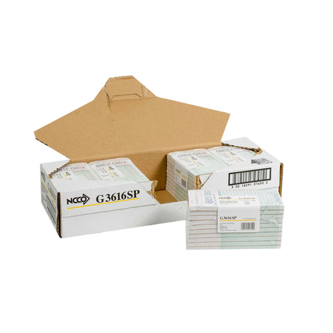 National Checking Rectangular Medium Paper Green 15 Lines One-Part Guest Check, 6.75 x 3.5 - 100 count per book -- 50 books per case