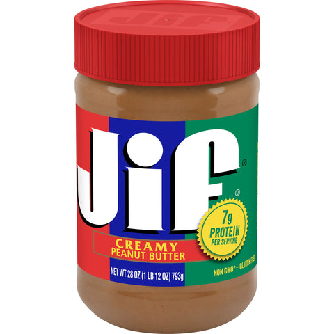 Jif Creamy Peanut Butter, 28 Ounce -- 10 per case.
