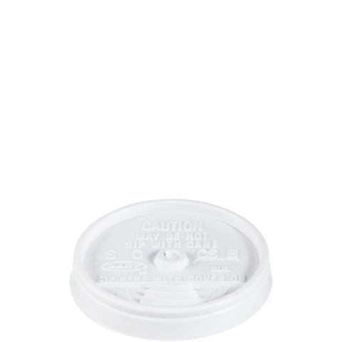 Dart LID PLASTIC WHITE SIP THRU F/ FOAM CUPS & CONTAINERS