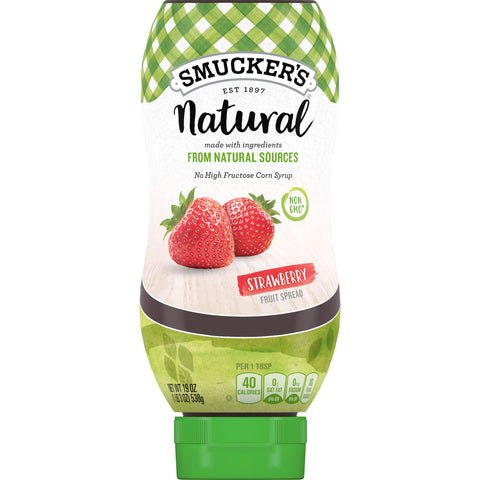 Smuckers Natural Strawberry Fruit Spread, 19 Ounce Bottle Squeeze -- 12 per case