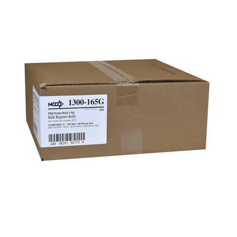 National Checking Green 1 Ply Registroll, 3 inch x 165 Feet Bond -- 50 rolls per case.