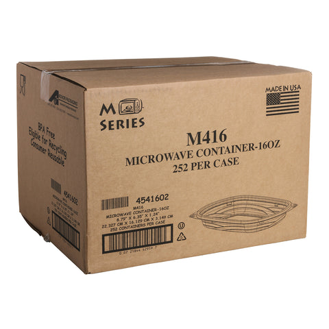 Anchor Packaging MicroRaves Wave Polypropylene Black Rectangular Entree Container, 16 Ounce Capacity -- 252 per case