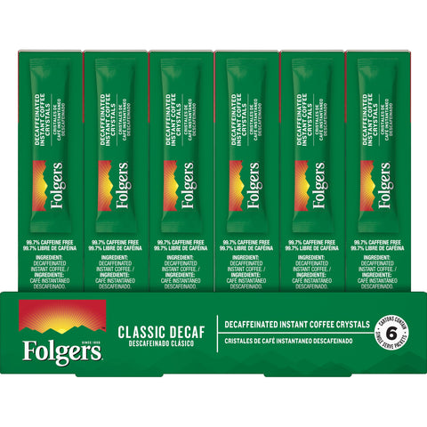 Folgers Decaffeinated Instant Coffee, 0.42 Ounce -- 12 per case.