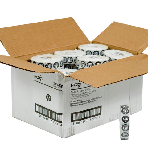 National Checking Company Dateit Black Trilingual Removable Label - Sunday, 0.75 inch Circle -- 2000 per case.