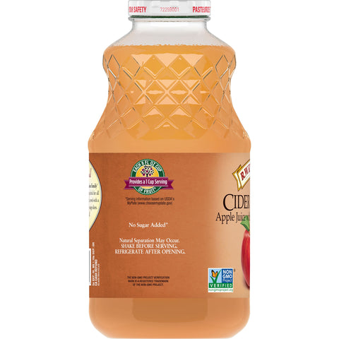 RW Knudsen JUICE APPLE CIDER SPICED NSA NFC 100% GLASS BOTTLE