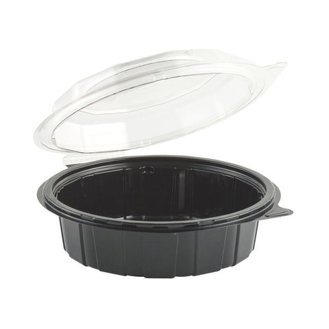 Anchor Packaging Gourmet Classics RPET Black Base Clear Dome Hinged Deep Clamshell, 26 Ounce Capacity -- 100 per case