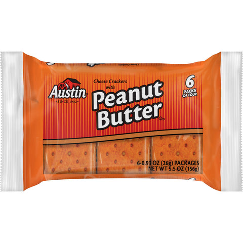 Austin Cheese Sandwich Cracker with Peanut Butter, 0.917 Ounce -- 144 per case.