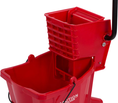 Carlisle MOP BUCKET W/ SIDE-PRESS WRINGER RED 26 QUART