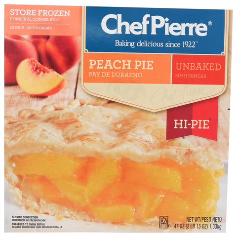 Sara Lee Chef Pierre Unbaked Peach High Pie, 10 inch -- 6 per case.