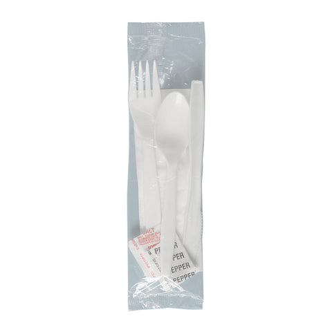 Solo® Regal™ CUTLERY KIT MEDIUM WEIGHT WHITE K-F-S NAPKIN 9X13 S&P PS