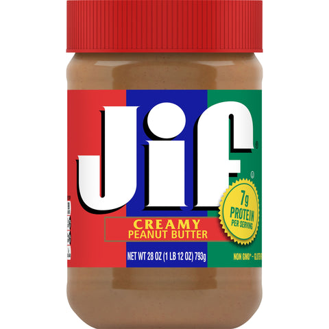 Jif Creamy Peanut Butter, 28 Ounce -- 10 per case.