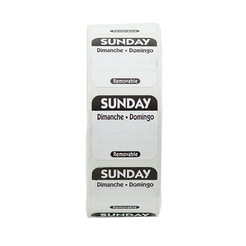 National Checking Company Dateit Black Trilingual Removable Label - Sunday, 1 x 1 inch -- 1000 per case.