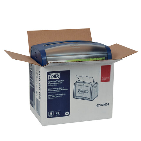 Tork Xpressnap® DISPENSER NAPKIN TABLETOP SIGNATURE PLASTIC BLUE