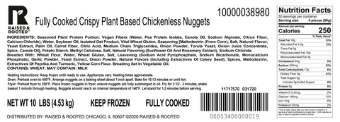 Raised and Rooted Fully Cooked Crispy Plant Based Chickenless Nugget, 25 Gram -- 200 per case.