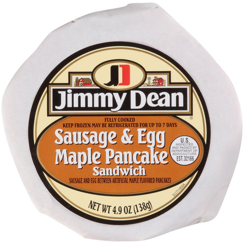 Jimmy Dean Egg Pancake and Sausage Sandwich, 4.9 Ounce -- 12 per case.
