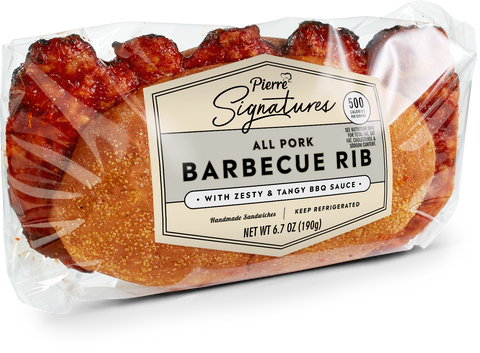 Sandwich Boneless Rib-shaped Pork Patty Sandwich W/ Bbq Sauce Iw 6.7 Oz 1065
