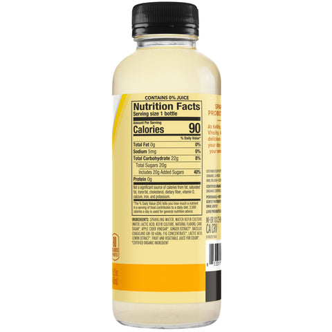 Drink Lemon Ginger Sparkling Probiotic Organic Glass Bottle Carbonated