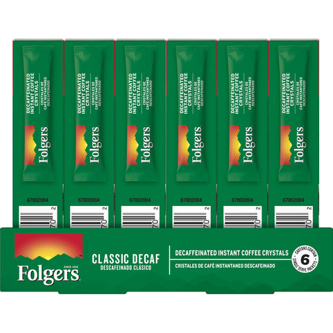 Folgers Decaffeinated Instant Coffee, 0.42 Ounce -- 12 per case.