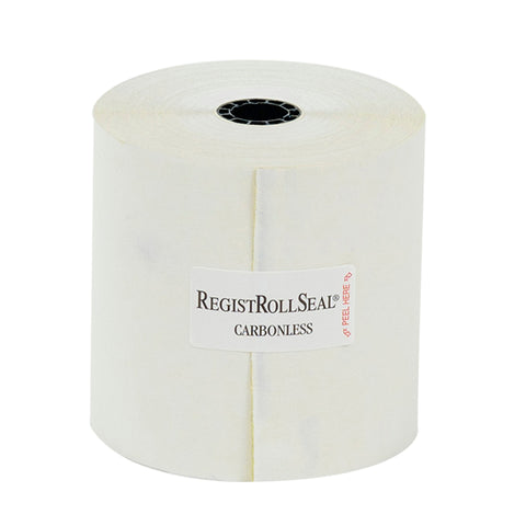National Checking Company White/Canary Carbonless 2 Ply Register Roll Tape, 3 inch -- 30 per case.