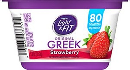 Light and Fit Strawberry Greek Nonfat Yogurt, 5.3 Ounce -- 12 per case.