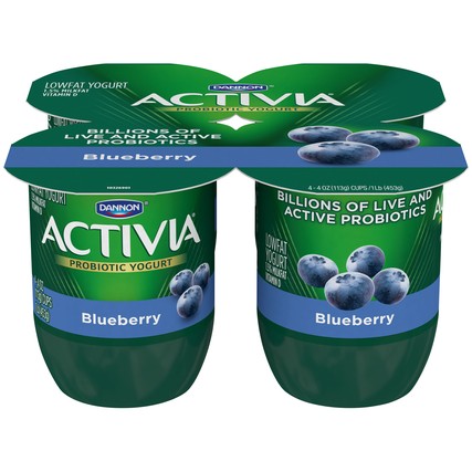 Activia Blueberry Probiotic Yogurt, 4 Ounce -- 24 per case.