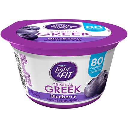 Light and Fit Blueberry Greek Nonfat Yogurt, 5.3 Ounce -- 12 per case.